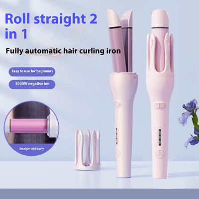 New 2 In 1 Automatic Hair Curler Straightener Negative Ion Electric Ceramic Fast Heating Rotating Magic Curler - Top10Discount