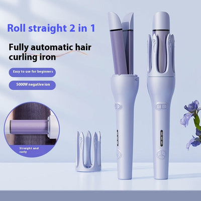 New 2 In 1 Automatic Hair Curler Straightener Negative Ion Electric Ceramic Fast Heating Rotating Magic Curler - Top10Discount