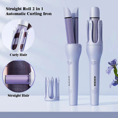 New 2 In 1 Automatic Hair Curler Straightener Negative Ion Electric Ceramic Fast Heating Rotating Magic Curler - Top10Discount