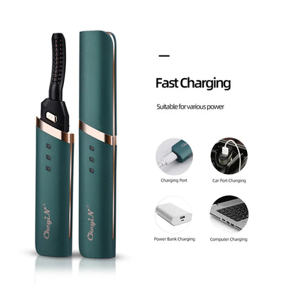 CkeyiN Electric Heated Eyelash Curler USB Charge Makeup Curling Kit Long Lasting Natural Ironing Eye Lash Curler Beauty Tools - Top10Discount