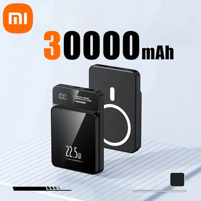 Xiaomi Power Bank 30000mAh with Wireless Magnetic Fast Charging and Digital Display.