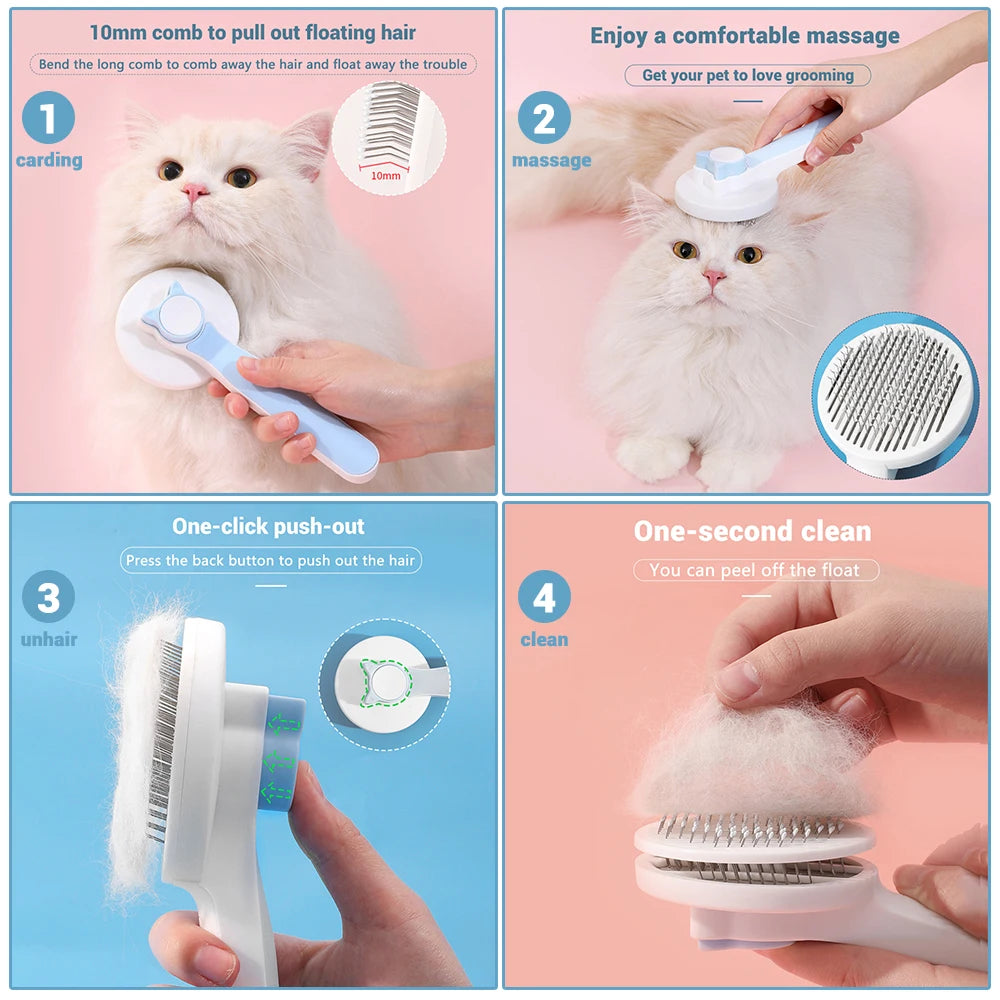 Pet Dog Brush Cat Comb Self Cleaning Pet Hair Remover Brush for Cats Puppy Kitten Grooming Tools Dogs Accessories Pet Supplies - Top10Discount