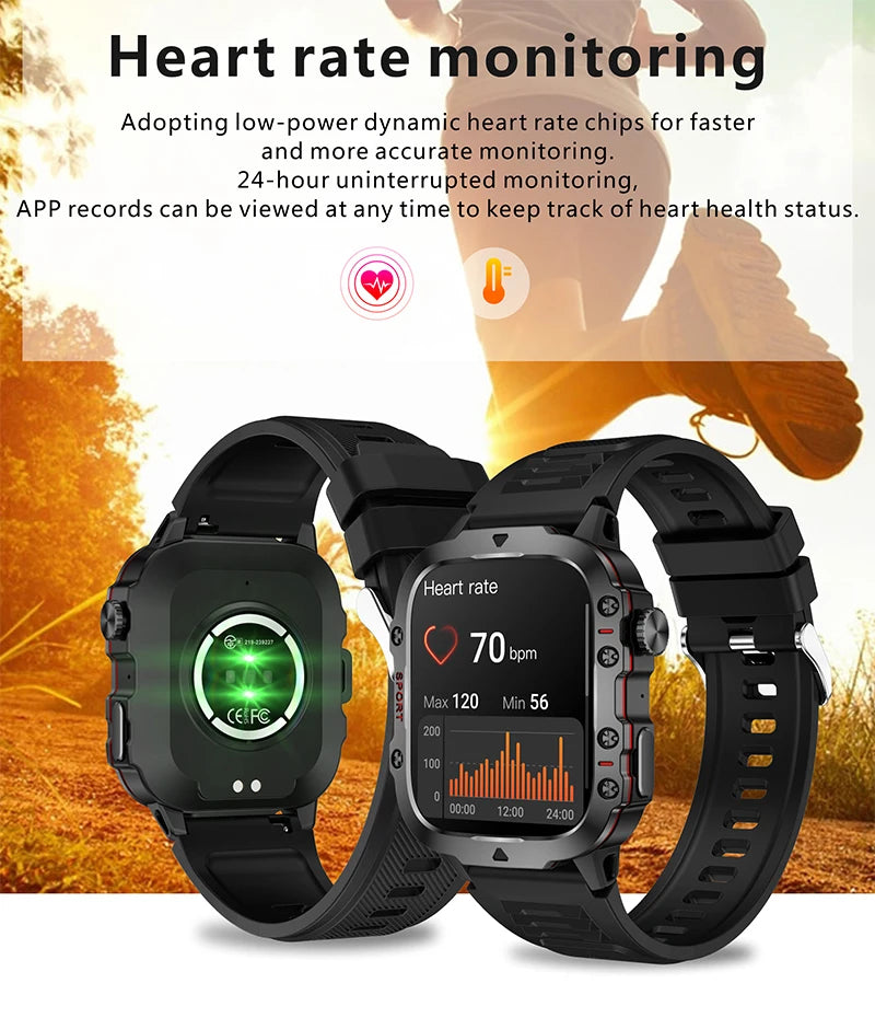 2024 New For Xiaomi Military Smart Watch Men IP68 5ATM Outdoor Sports Fitness Tracker Health Monitor 1.96" BT Call Smartwatch - Top10Discount