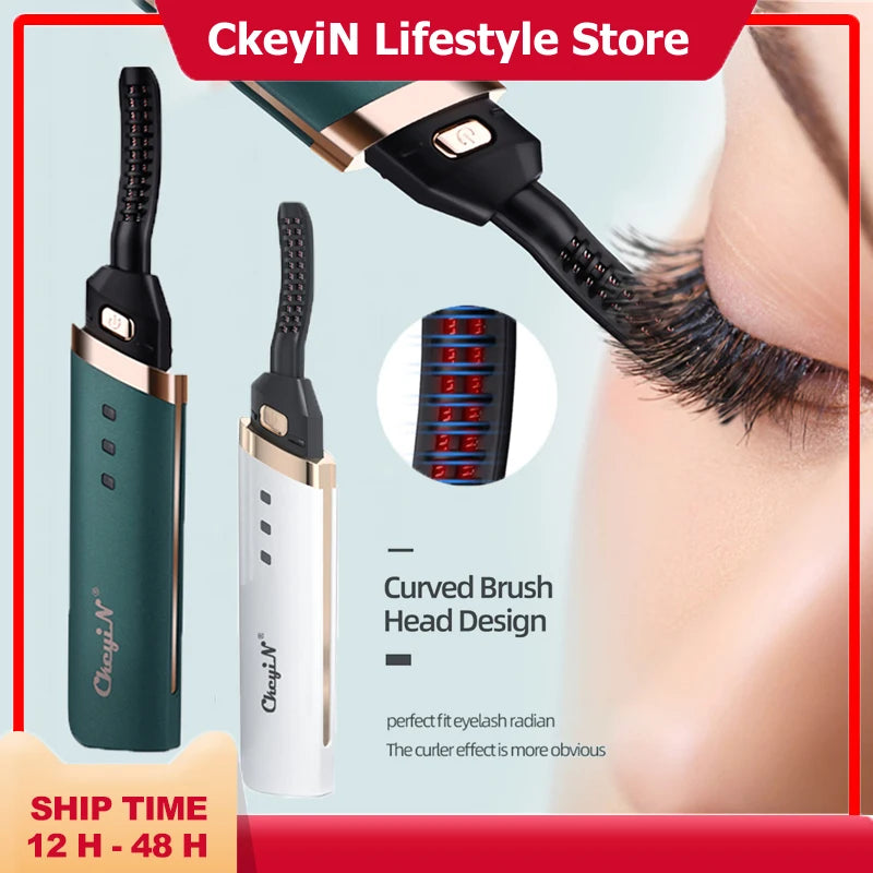 CkeyiN Electric Heated Eyelash Curler USB Charge Makeup Curling Kit Long Lasting Natural Ironing Eye Lash Curler Beauty Tools - Top10Discount