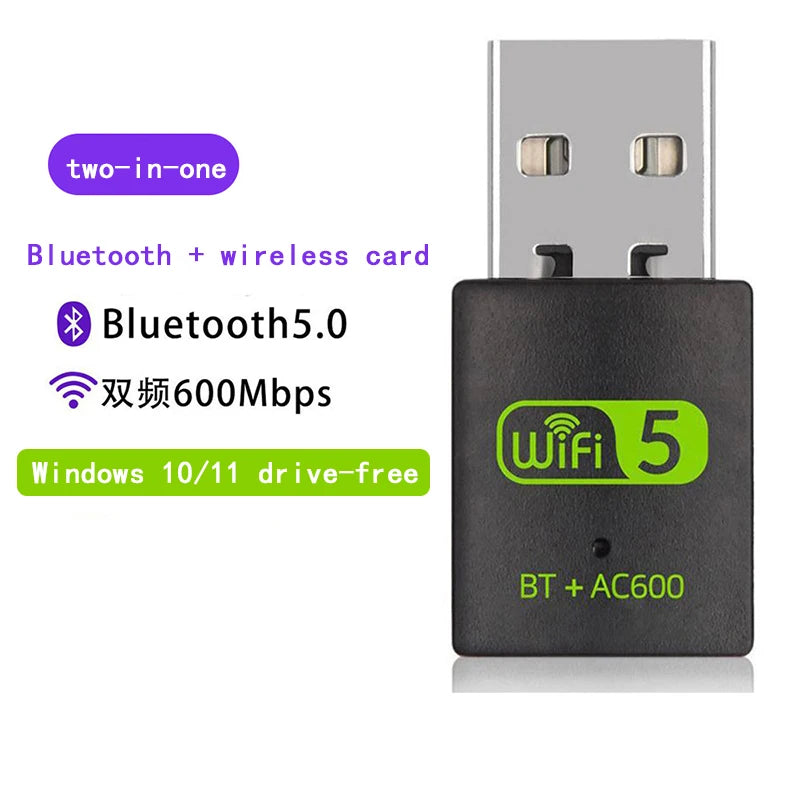 600M Dual-Band Wireless Network Card Drive Free 5G High-Speed Computer WiFi Receiver USB Bluetooth5.0 Wifi 2-in-1 - Top10Discount