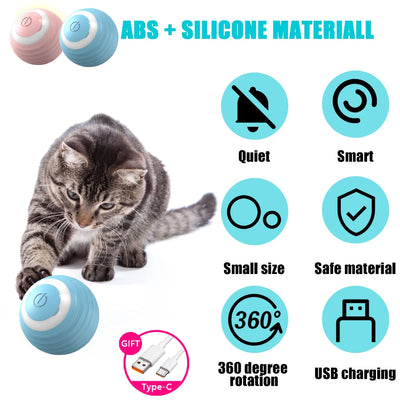 Interactive Cat Toy Ball 360° Automatic Rotating Rolling Ball Accessories for Cats Toys With USB Charging Function Pet Things - Top10Discount