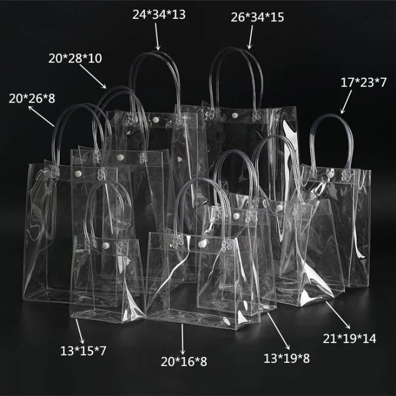 20pcs Transparent Gift Bags For Wedding Birthday Baptism Party Custom Handbag For Guest Cosmetics Product Gifts Packaging Bag - Top10Discount