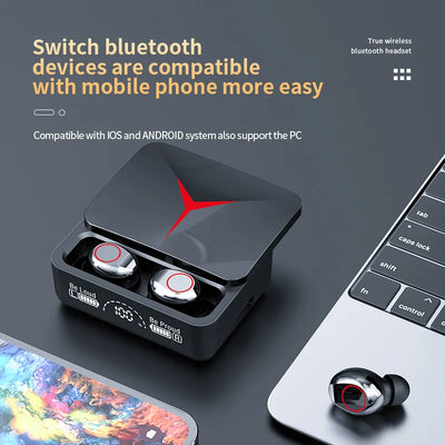 New M90 Wireless Headphones Sliding Cover Gaming Headsets Bluetooth 5.1 Stereo Sports Earbuds Earphones with Led Digital Display - Top10Discount