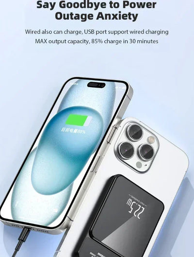 Xiaomi Ultra-Fast Magnetic Power Bank with 50000mAh capacity, wireless charging, and Magsafe compatibility for super-fast charging.