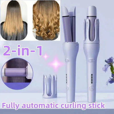 New 2 In 1 Automatic Hair Curler Straightener Negative Ion Electric Ceramic Fast Heating Rotating Magic Curler - Top10Discount